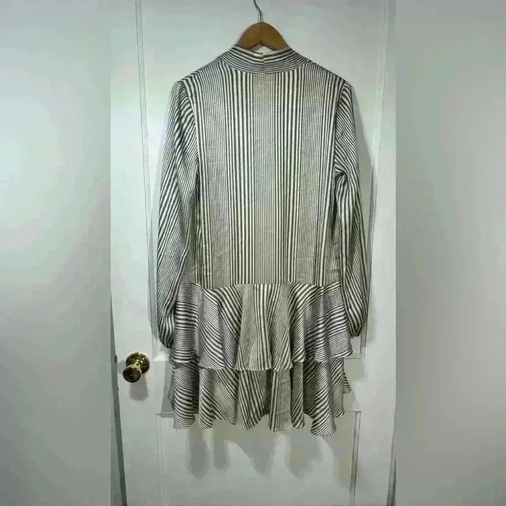 Avec Les Filles women’s dress striped green flowy long sleeve - Picture 5 of 8